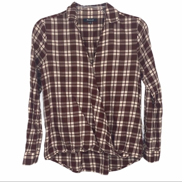 MADEWELL Arion Plaid Long Sleeve Wrap Top Size Extra Small - Picture 3 of 8